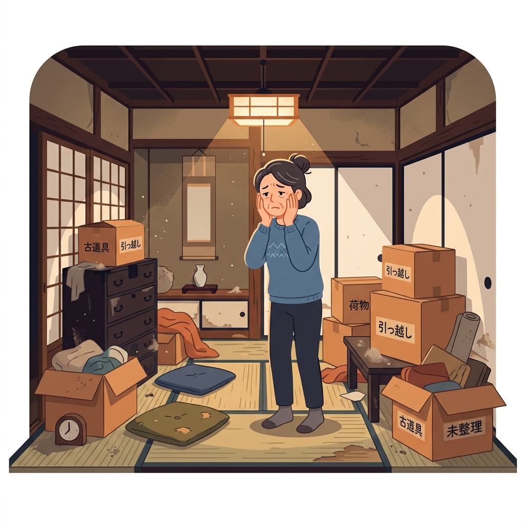 家具や荷物が残ったままで片付ける費用も時間もない
